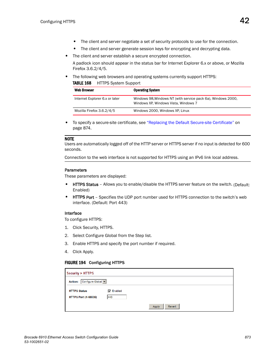 Figure 194 confi, Table 168 | Brocade 6910 Ethernet Access Switch Configuration Guide (Supporting R2.2.0.0) User Manual | Page 929 / 1240