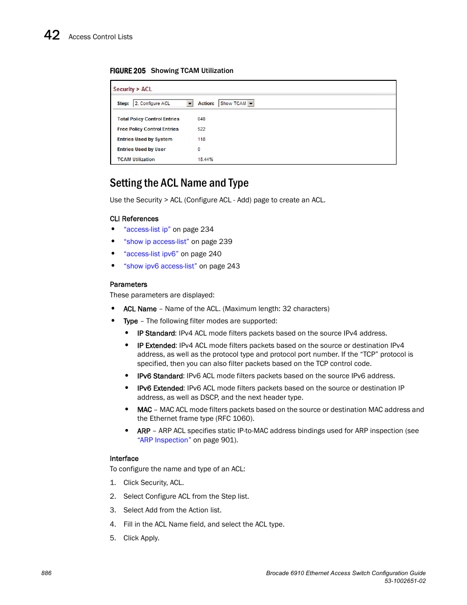 Setting the acl name and type, Figure 205 s | Brocade 6910 Ethernet Access Switch Configuration Guide (Supporting R2.2.0.0) User Manual | Page 942 / 1240