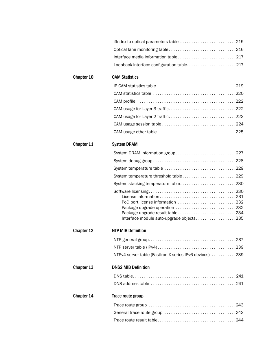 Brocade Unified IP MIB Reference (Supporting FastIron Releases 07.5.00 and 08.0.10) User Manual | Page 9 / 771