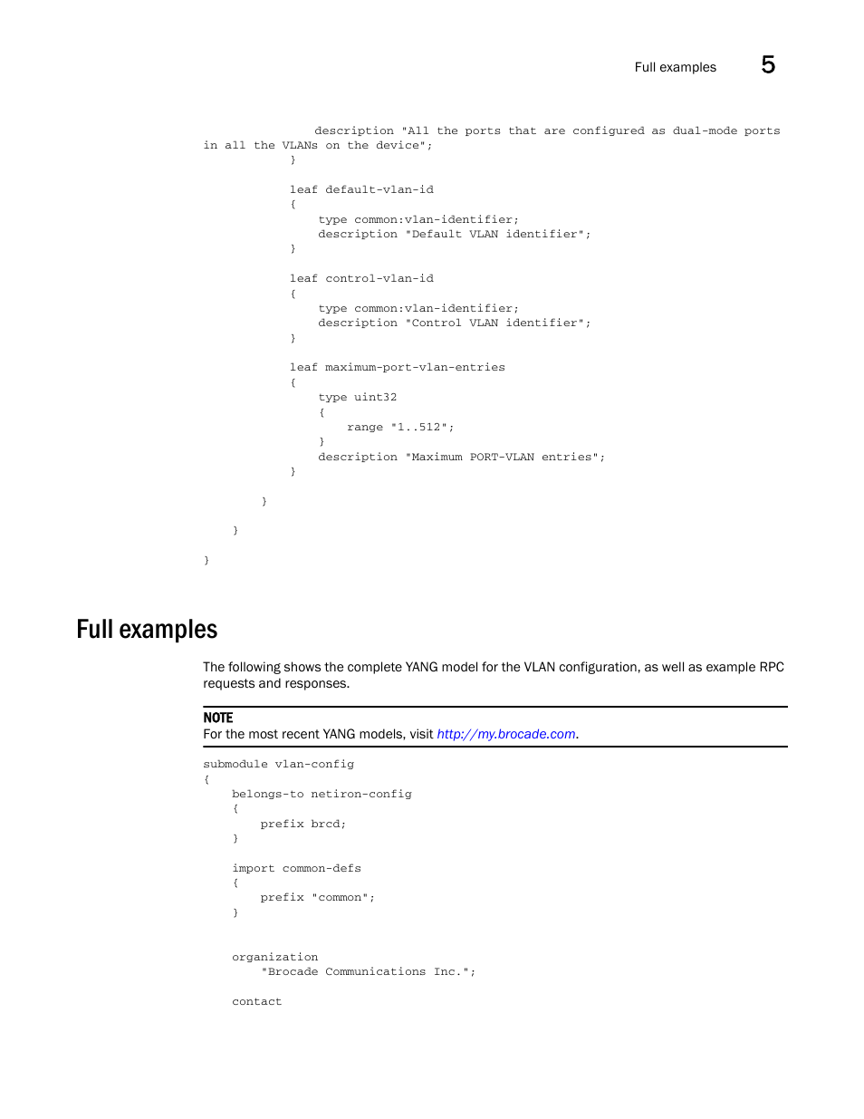 Full examples | Brocade Multi-Service IronWare YANG Configuration Guide (Supporting R05.6.00) User Manual | Page 105 / 110