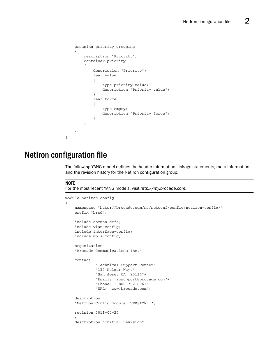 Netiron configuration file | Brocade Multi-Service IronWare YANG Configuration Guide (Supporting R05.6.00) User Manual | Page 15 / 110