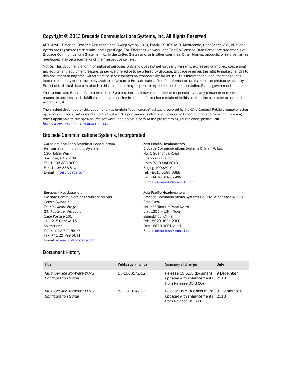 Brocade Multi-Service IronWare YANG Configuration Guide (Supporting R05.6.00) User Manual | Page 2 / 110