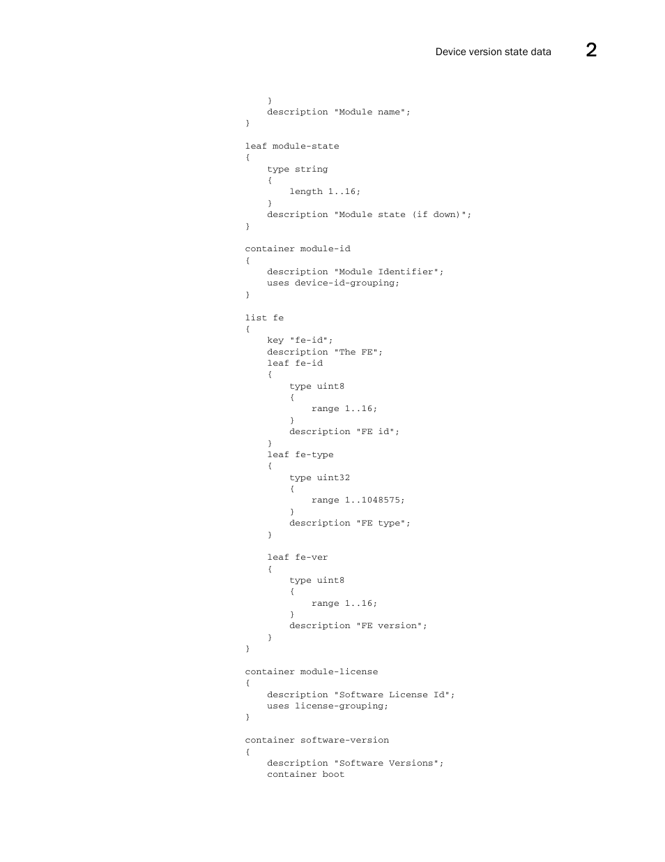 Brocade Multi-Service IronWare YANG Configuration Guide (Supporting R05.6.00) User Manual | Page 21 / 110