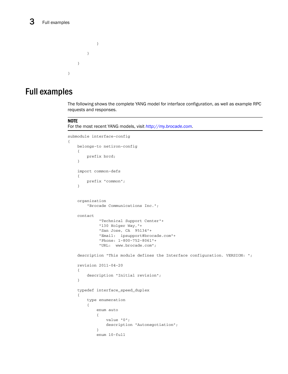 Full examples | Brocade Multi-Service IronWare YANG Configuration Guide (Supporting R05.6.00) User Manual | Page 40 / 110