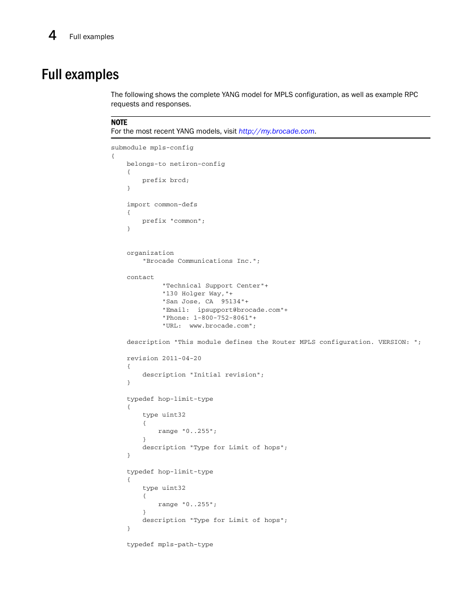 Full examples | Brocade Multi-Service IronWare YANG Configuration Guide (Supporting R05.6.00) User Manual | Page 82 / 110