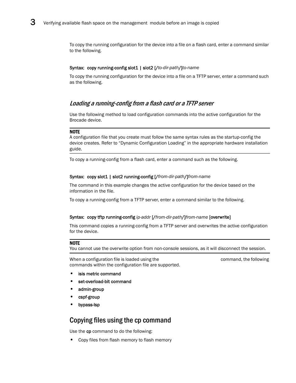 Copying files using the cp command | Brocade Multi-Service IronWare Switching Configuration Guide (Supporting R05.6.00) User Manual | Page 110 / 984