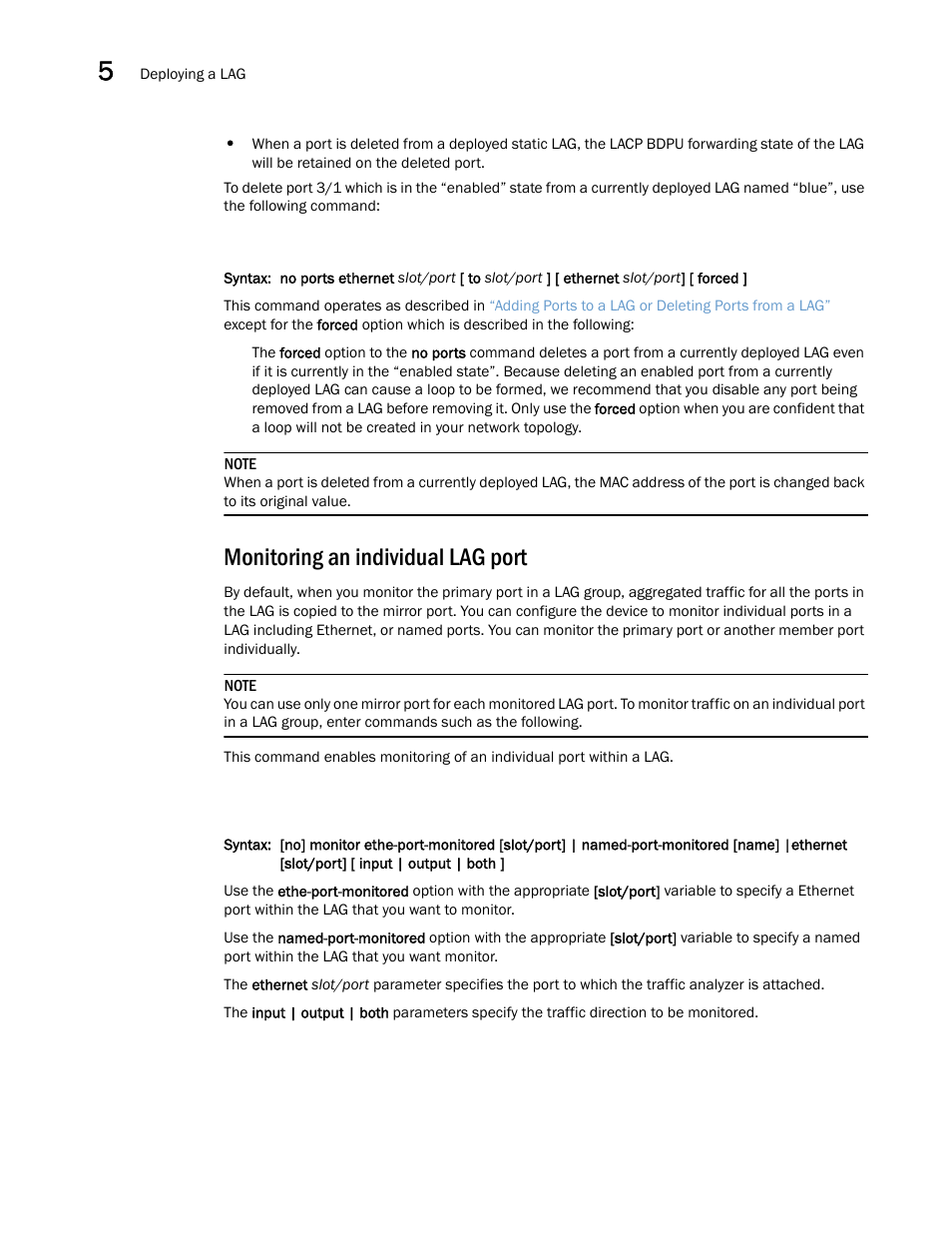 Monitoring an individual lag port | Brocade Multi-Service IronWare Switching Configuration Guide (Supporting R05.6.00) User Manual | Page 158 / 984