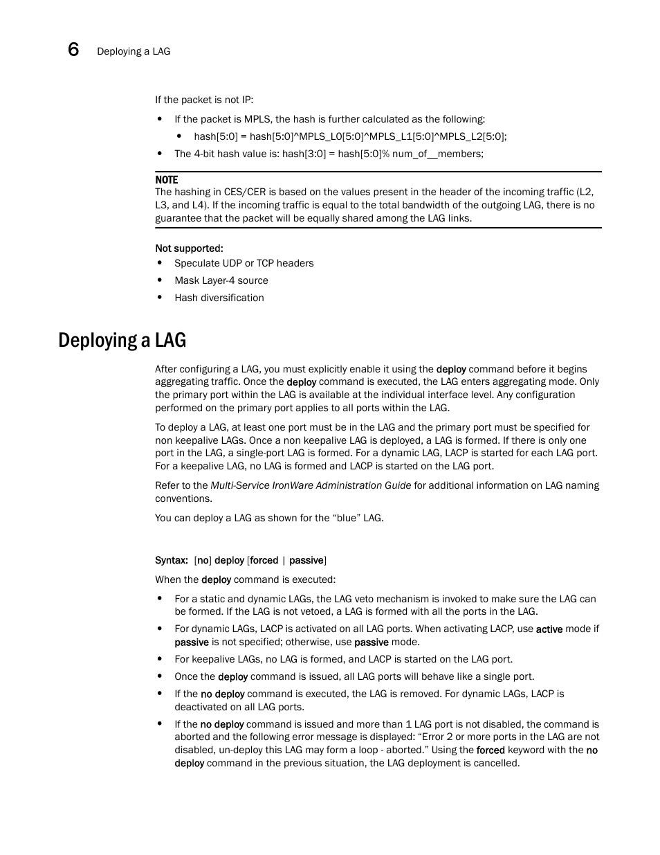 Deploying a lag | Brocade Multi-Service IronWare Switching Configuration Guide (Supporting R05.6.00) User Manual | Page 178 / 984