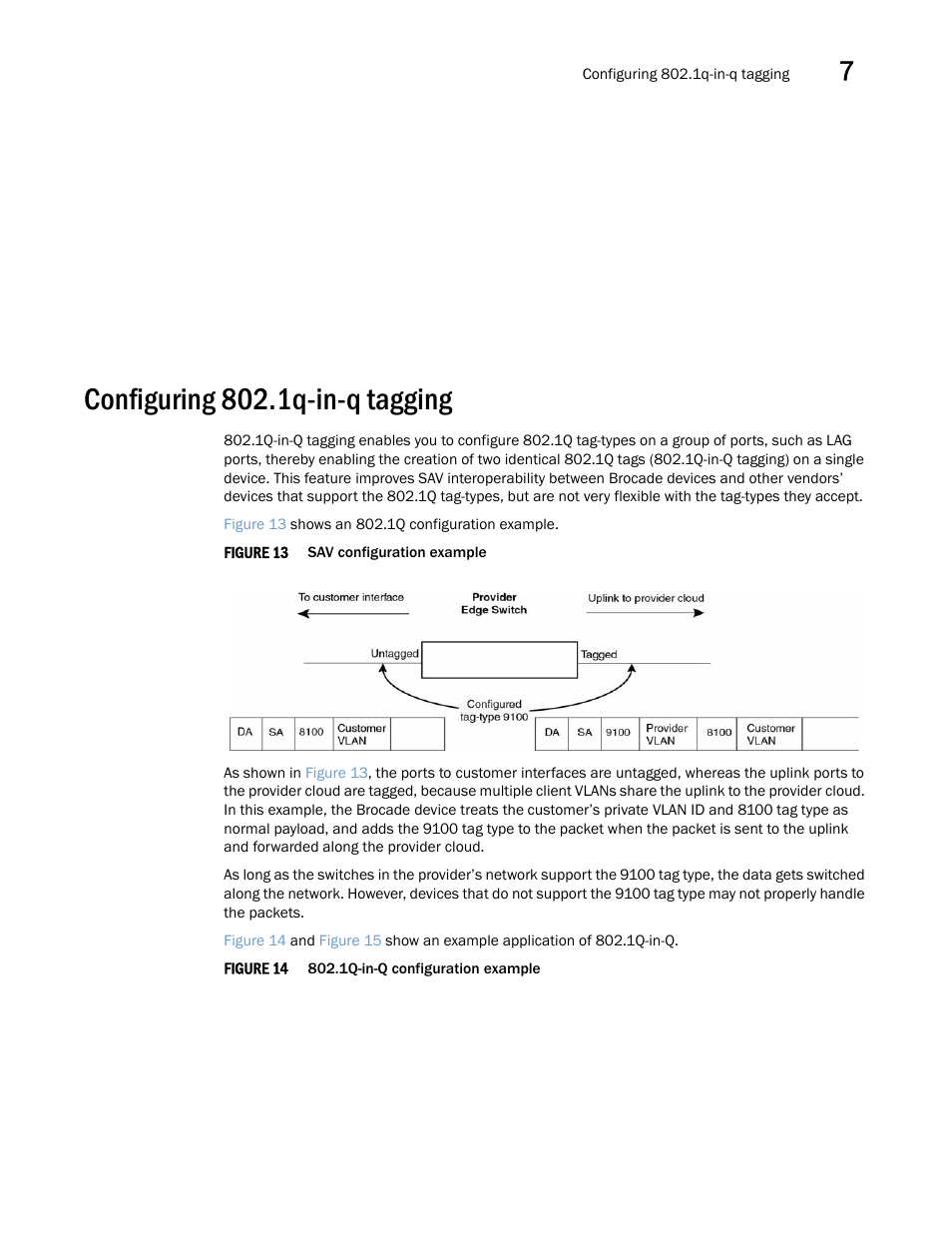 Configuring 802.1q-in-q tagging | Brocade Multi-Service IronWare Switching Configuration Guide (Supporting R05.6.00) User Manual | Page 215 / 984