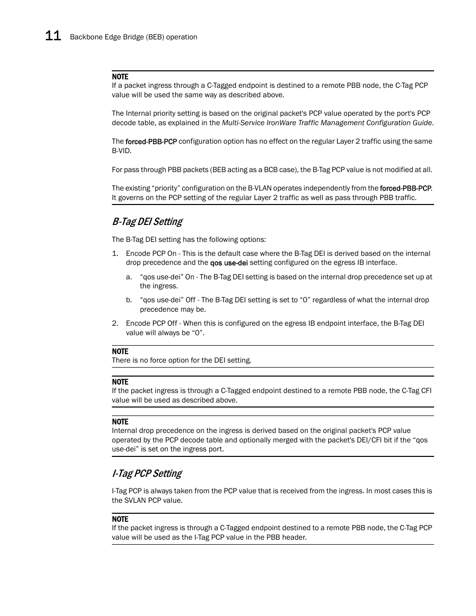 B-tag dei setting, I-tag pcp setting | Brocade Multi-Service IronWare Switching Configuration Guide (Supporting R05.6.00) User Manual | Page 320 / 984