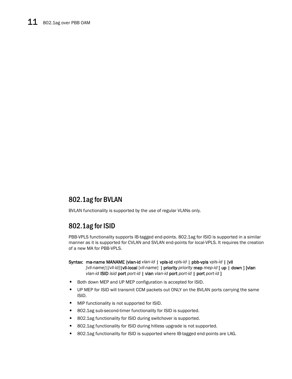 1ag for bvlan, 1ag for isid | Brocade Multi-Service IronWare Switching Configuration Guide (Supporting R05.6.00) User Manual | Page 334 / 984