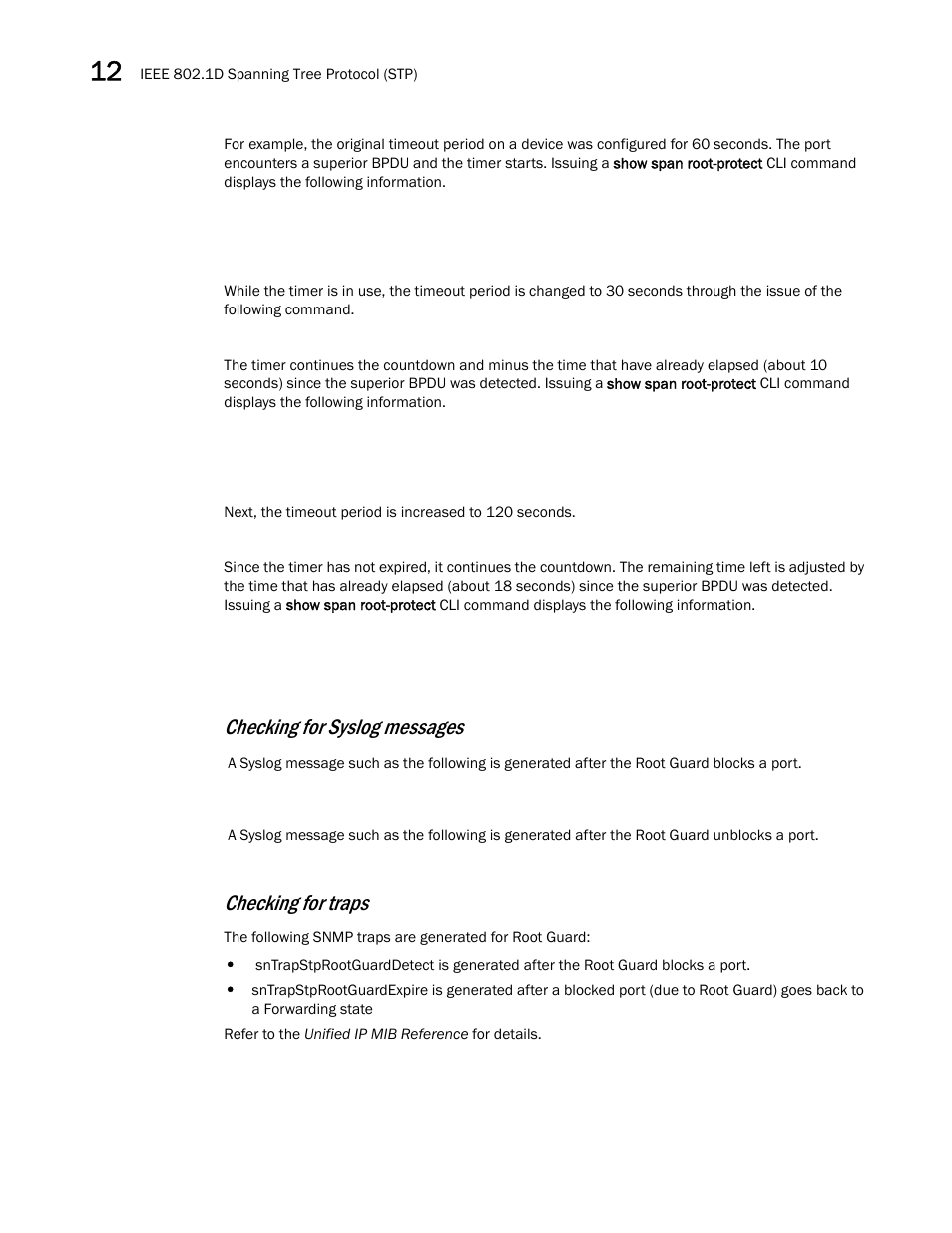 Checking for syslog messages, Checking for traps | Brocade Multi-Service IronWare Switching Configuration Guide (Supporting R05.6.00) User Manual | Page 354 / 984