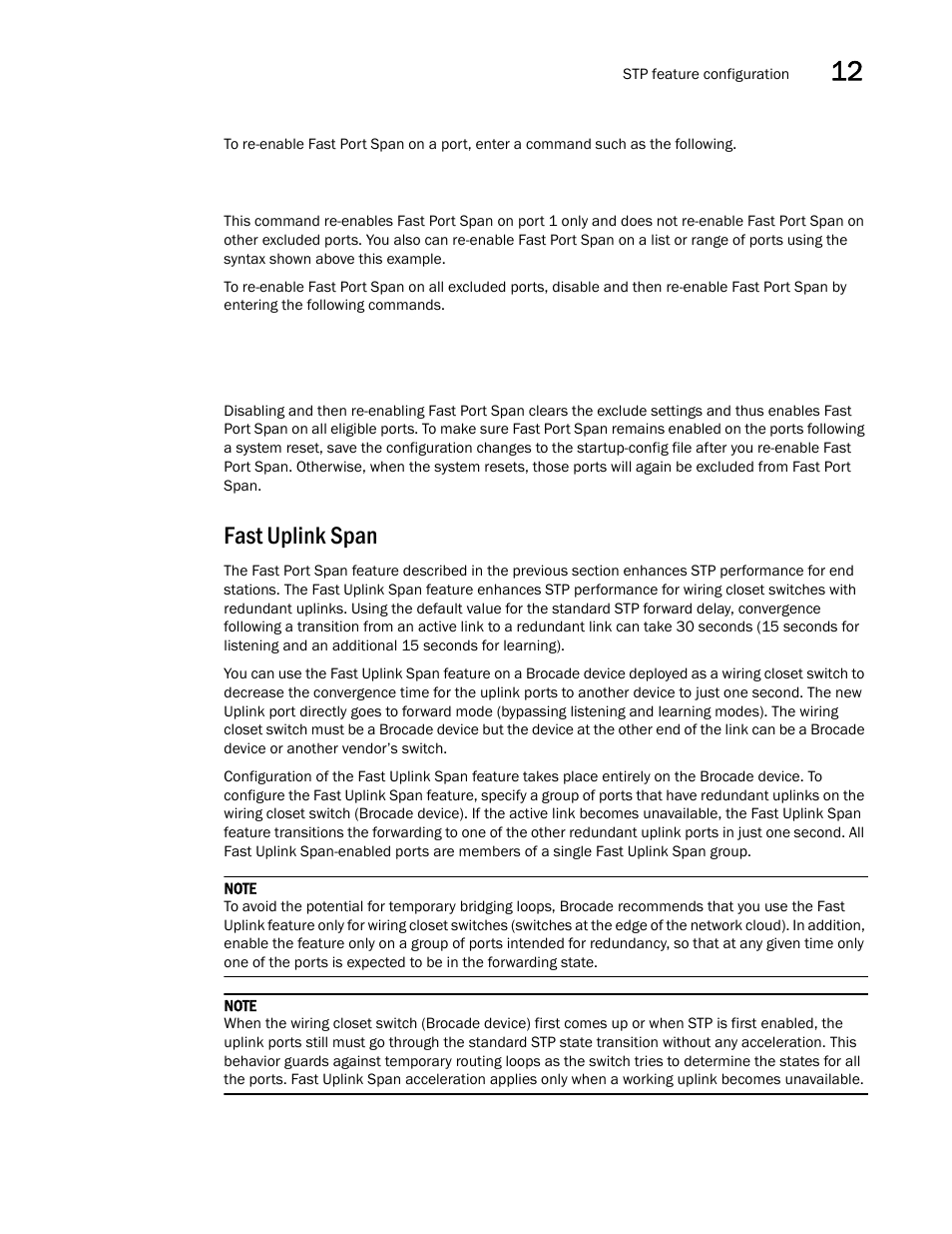 Fast uplink span | Brocade Multi-Service IronWare Switching Configuration Guide (Supporting R05.6.00) User Manual | Page 377 / 984