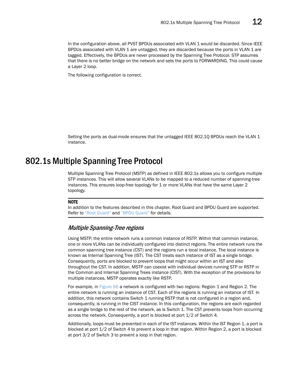 1s multiple spanning tree protocol, Multiple spanning-tree regions | Brocade Multi-Service IronWare Switching Configuration Guide (Supporting R05.6.00) User Manual | Page 385 / 984