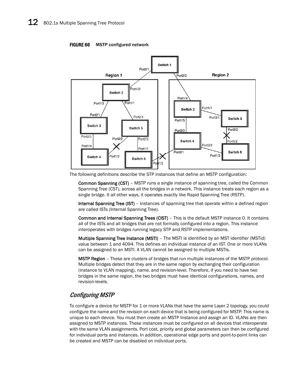 Figure 66, Configuring mstp | Brocade Multi-Service IronWare Switching Configuration Guide (Supporting R05.6.00) User Manual | Page 386 / 984