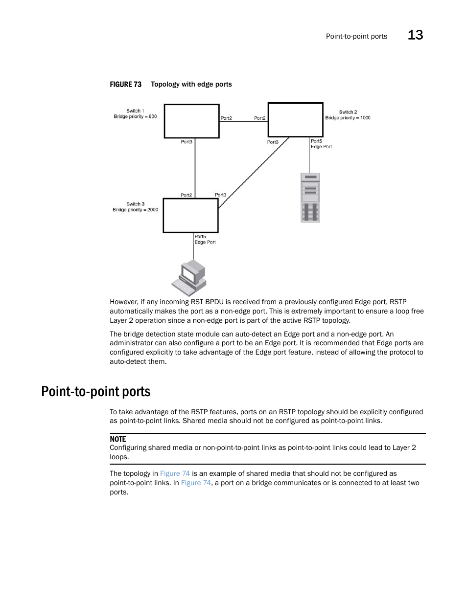 Point-to-point ports | Brocade Multi-Service IronWare Switching Configuration Guide (Supporting R05.6.00) User Manual | Page 439 / 984