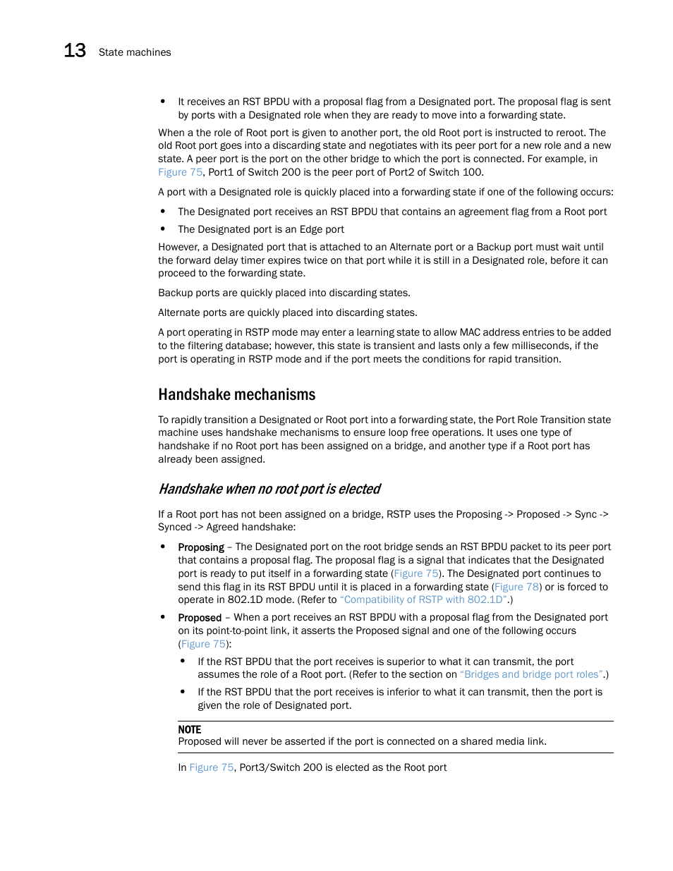 Handshake mechanisms, Handshake when no root port is elected | Brocade Multi-Service IronWare Switching Configuration Guide (Supporting R05.6.00) User Manual | Page 442 / 984