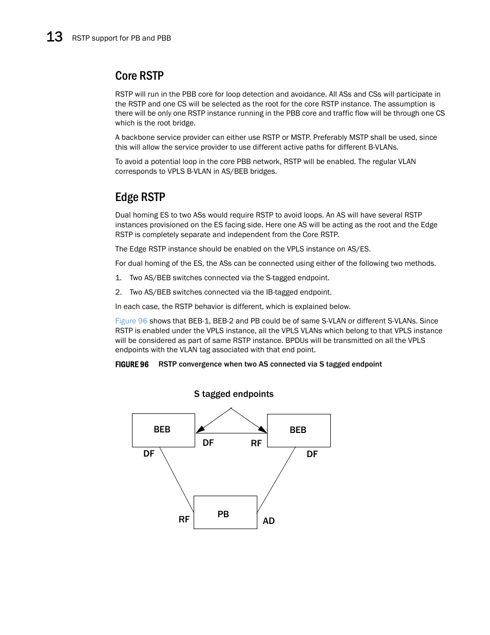 Core rstp, Edge rstp | Brocade Multi-Service IronWare Switching Configuration Guide (Supporting R05.6.00) User Manual | Page 474 / 984