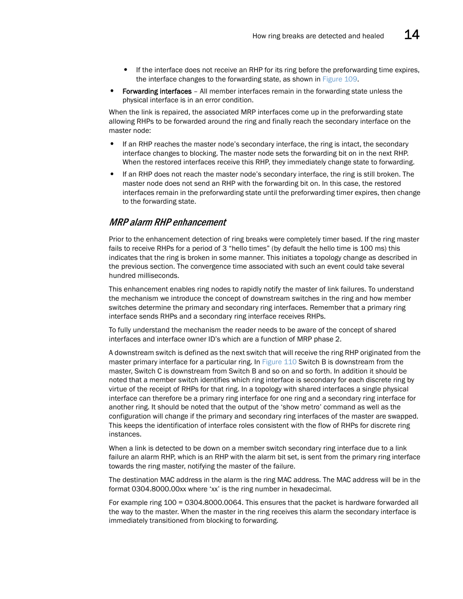 Mrp alarm rhp enhancement | Brocade Multi-Service IronWare Switching Configuration Guide (Supporting R05.6.00) User Manual | Page 511 / 984