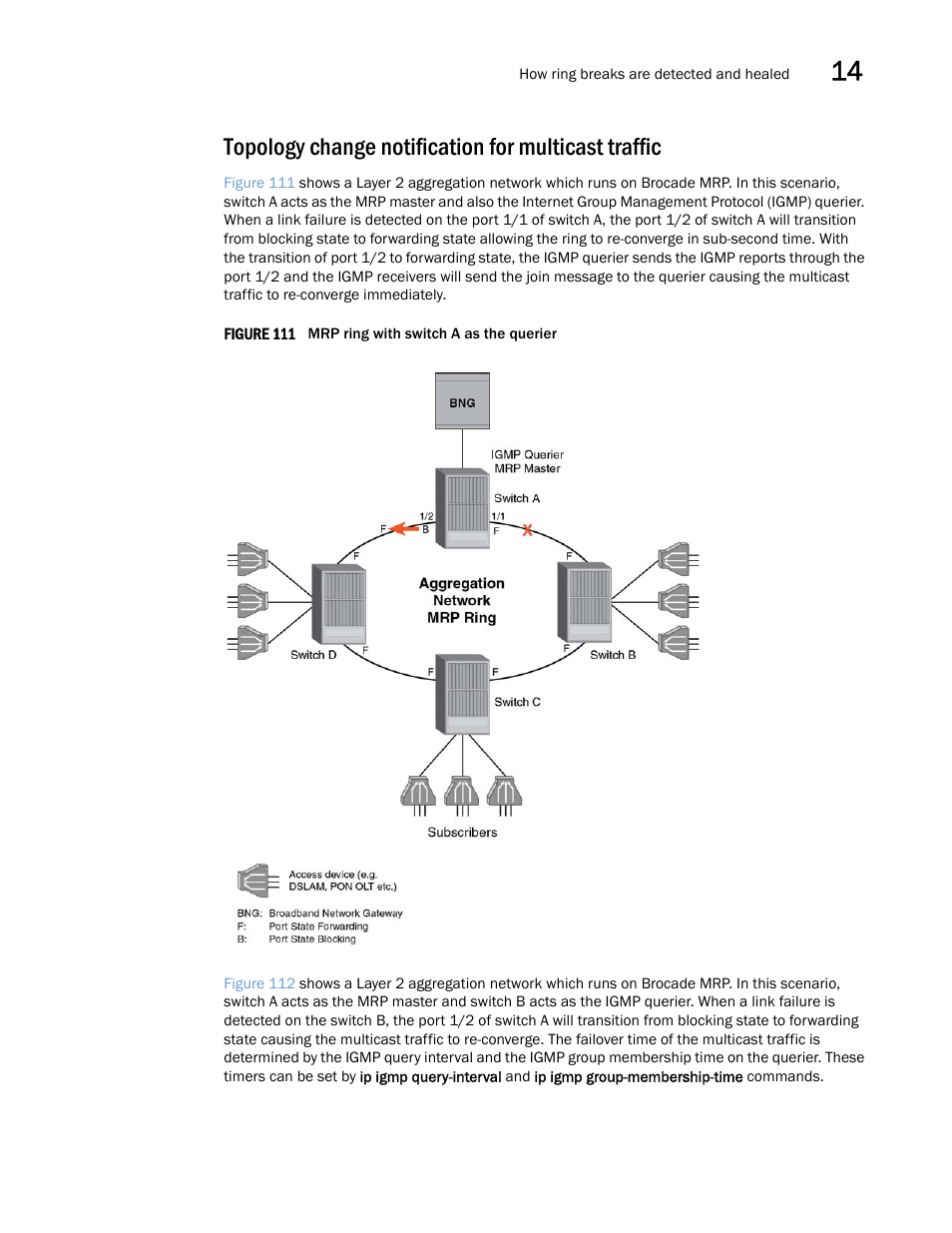 Topology change notification for multicast traffic | Brocade Multi-Service IronWare Switching Configuration Guide (Supporting R05.6.00) User Manual | Page 513 / 984