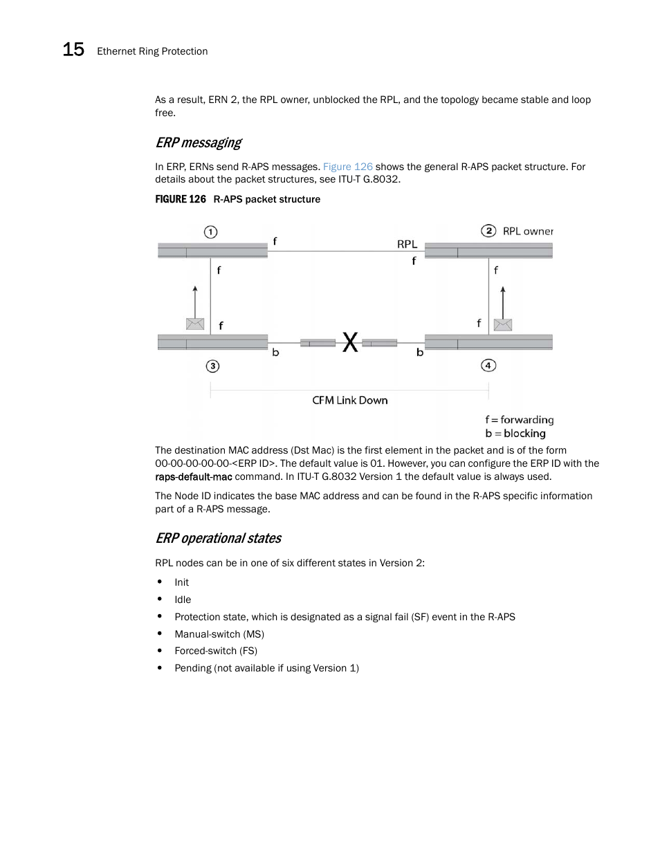 Erp messaging, Erp operational states | Brocade Multi-Service IronWare Switching Configuration Guide (Supporting R05.6.00) User Manual | Page 544 / 984