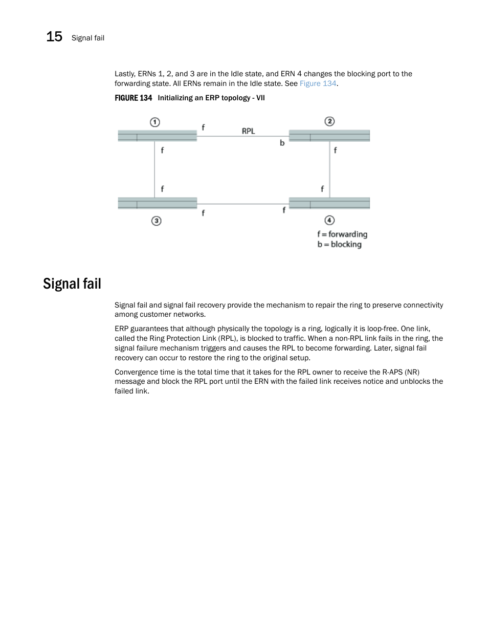 Signal fail | Brocade Multi-Service IronWare Switching Configuration Guide (Supporting R05.6.00) User Manual | Page 550 / 984