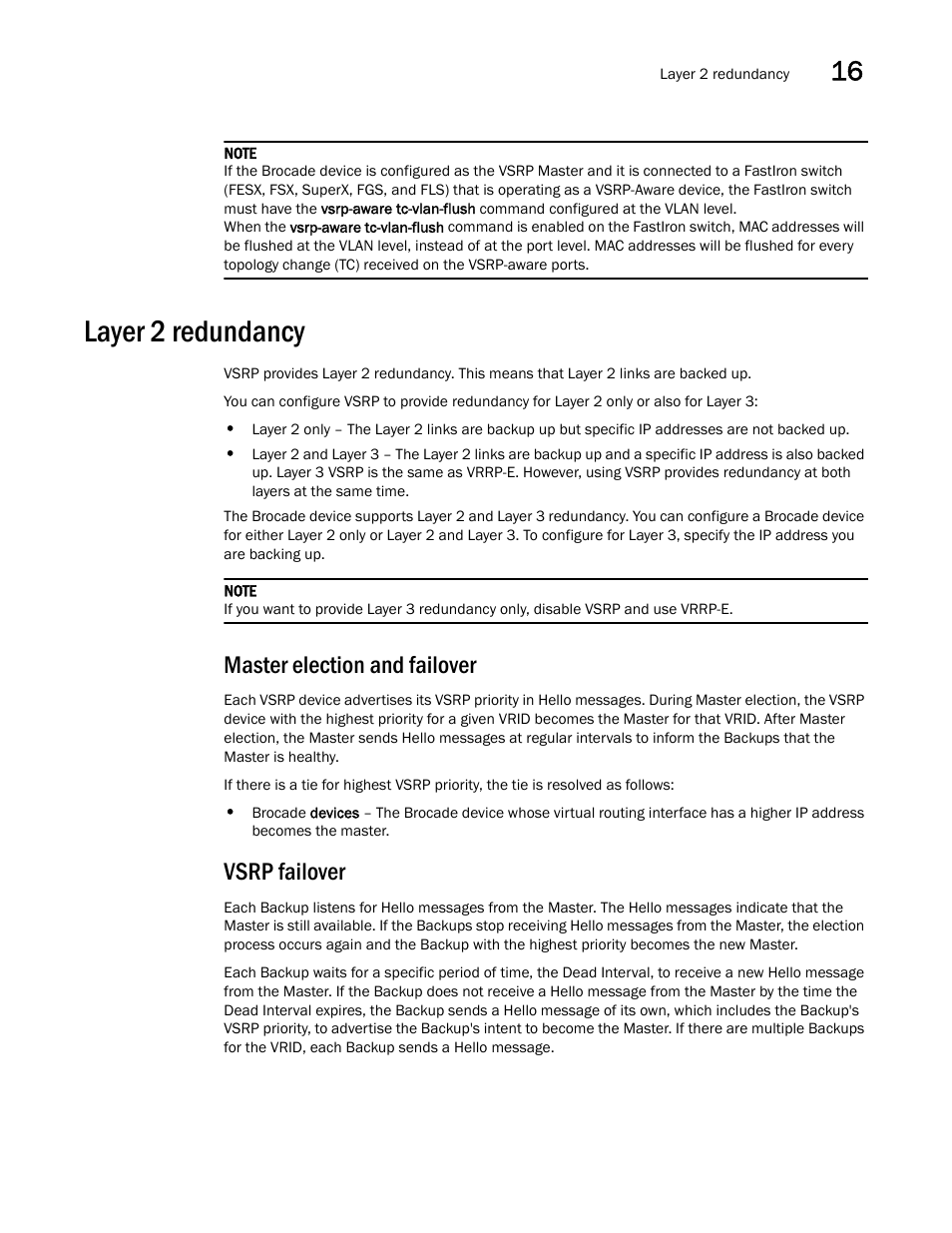 Layer 2 redundancy, Master election and failover, Vsrp failover | Brocade Multi-Service IronWare Switching Configuration Guide (Supporting R05.6.00) User Manual | Page 585 / 984