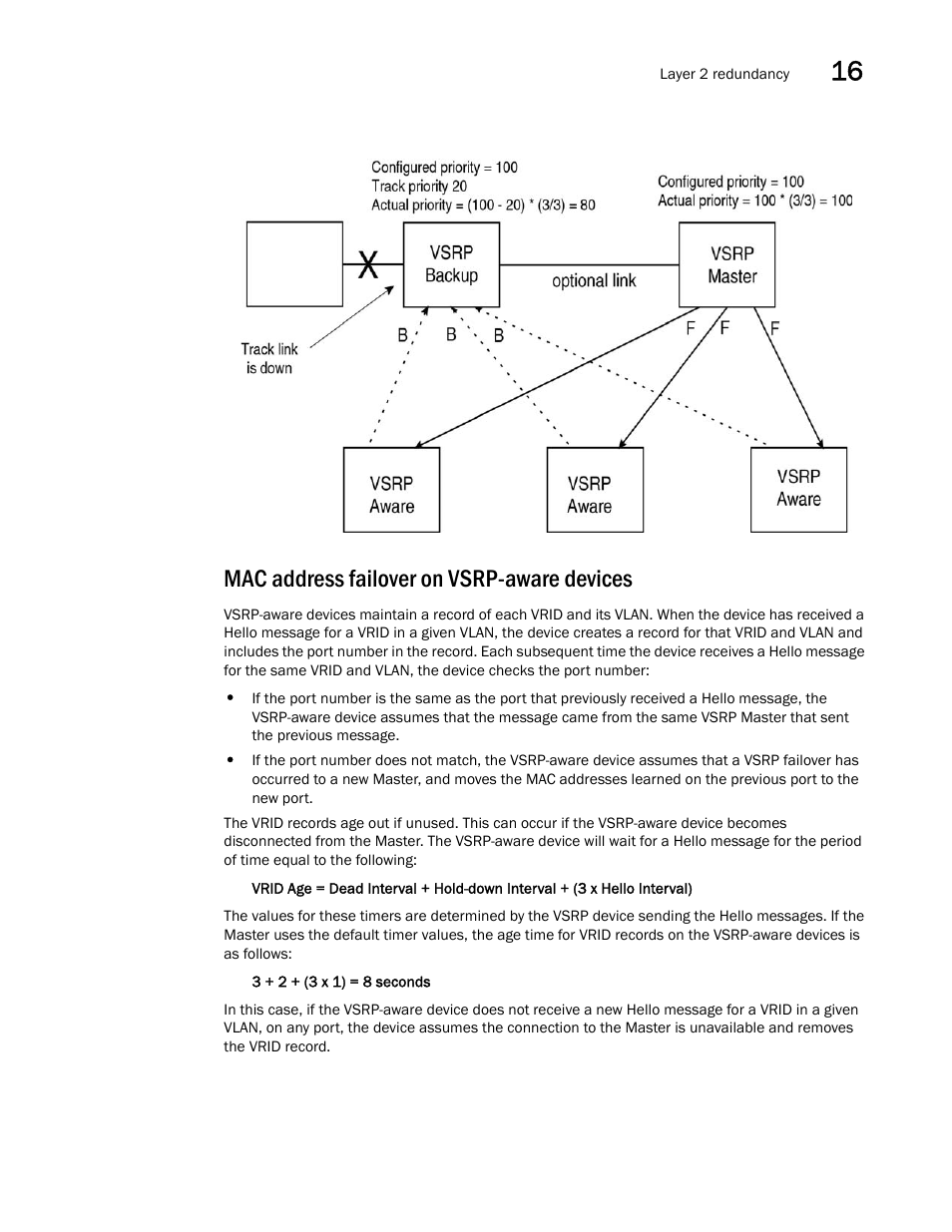 Mac address failover on vsrp-aware devices | Brocade Multi-Service IronWare Switching Configuration Guide (Supporting R05.6.00) User Manual | Page 589 / 984