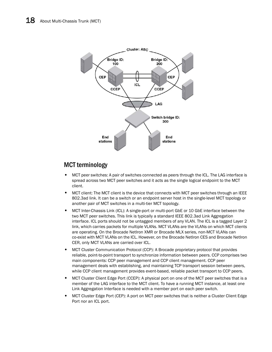 Mct terminology | Brocade Multi-Service IronWare Switching Configuration Guide (Supporting R05.6.00) User Manual | Page 624 / 984