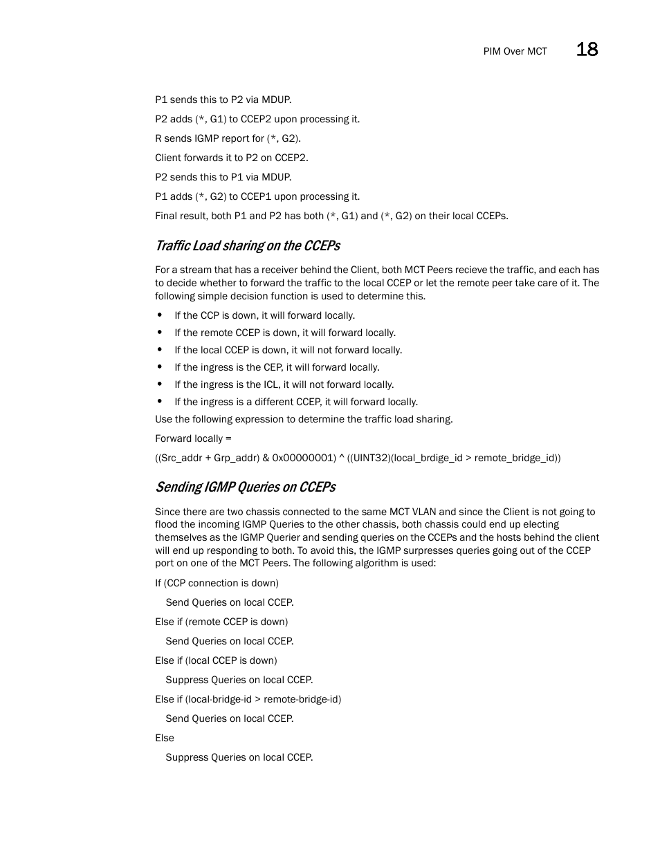 Traffic load sharing on the cceps, Sending igmp queries on cceps | Brocade Multi-Service IronWare Switching Configuration Guide (Supporting R05.6.00) User Manual | Page 723 / 984