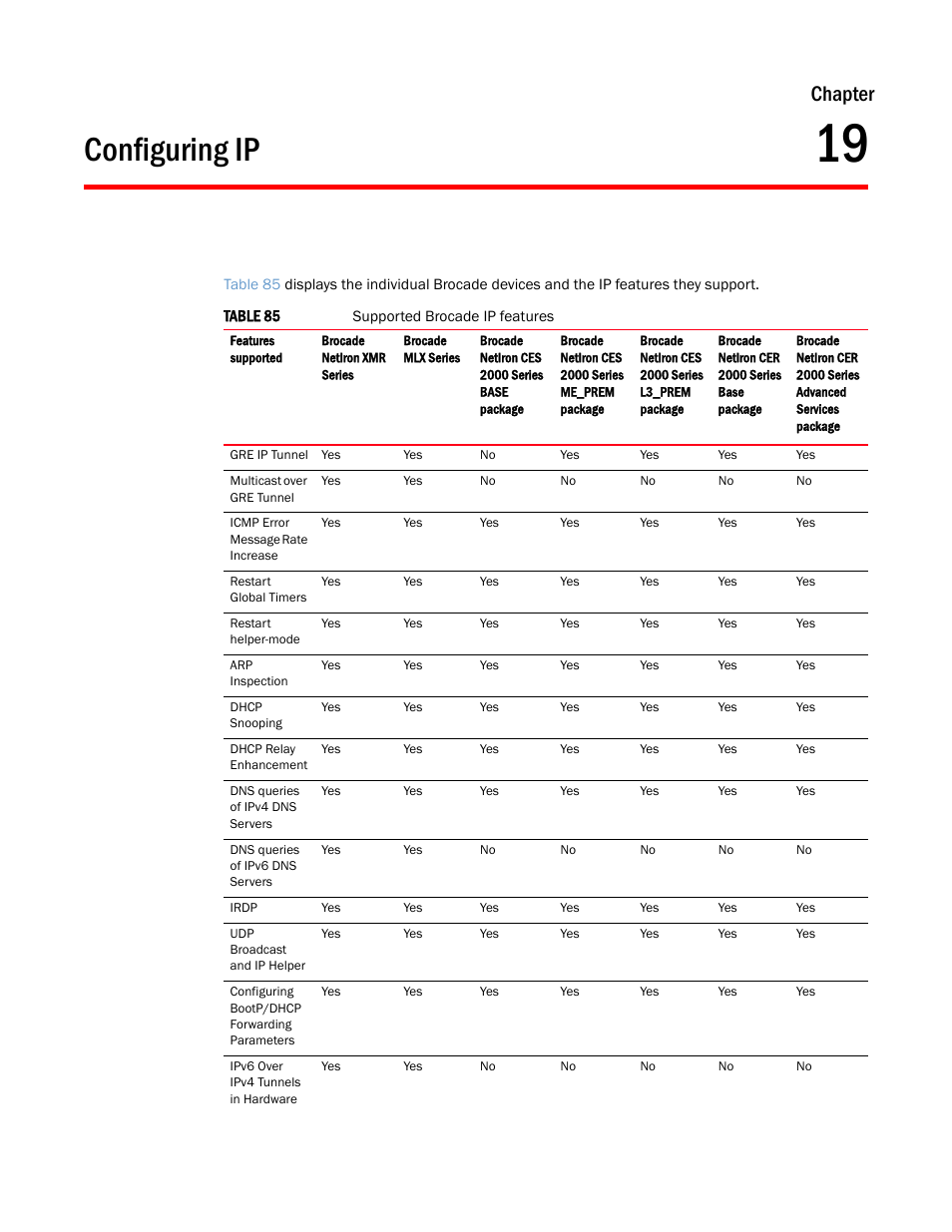 Configuring ip, Chapter 19, Chapter | Brocade Multi-Service IronWare Switching Configuration Guide (Supporting R05.6.00) User Manual | Page 729 / 984