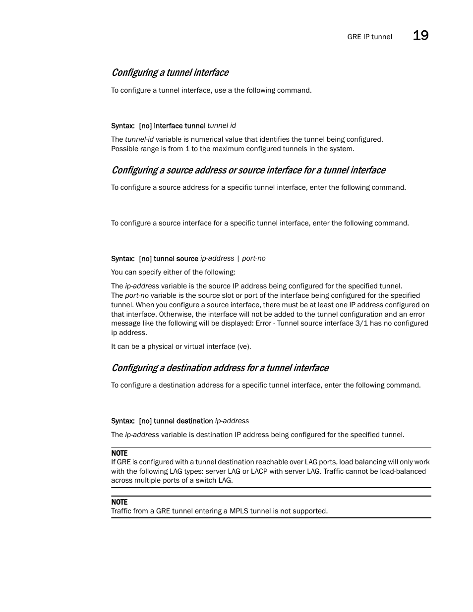 Configuring a tunnel interface | Brocade Multi-Service IronWare Switching Configuration Guide (Supporting R05.6.00) User Manual | Page 745 / 984