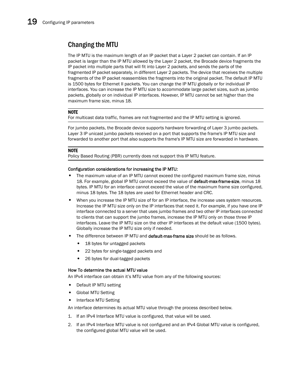 Changing the mtu | Brocade Multi-Service IronWare Switching Configuration Guide (Supporting R05.6.00) User Manual | Page 772 / 984