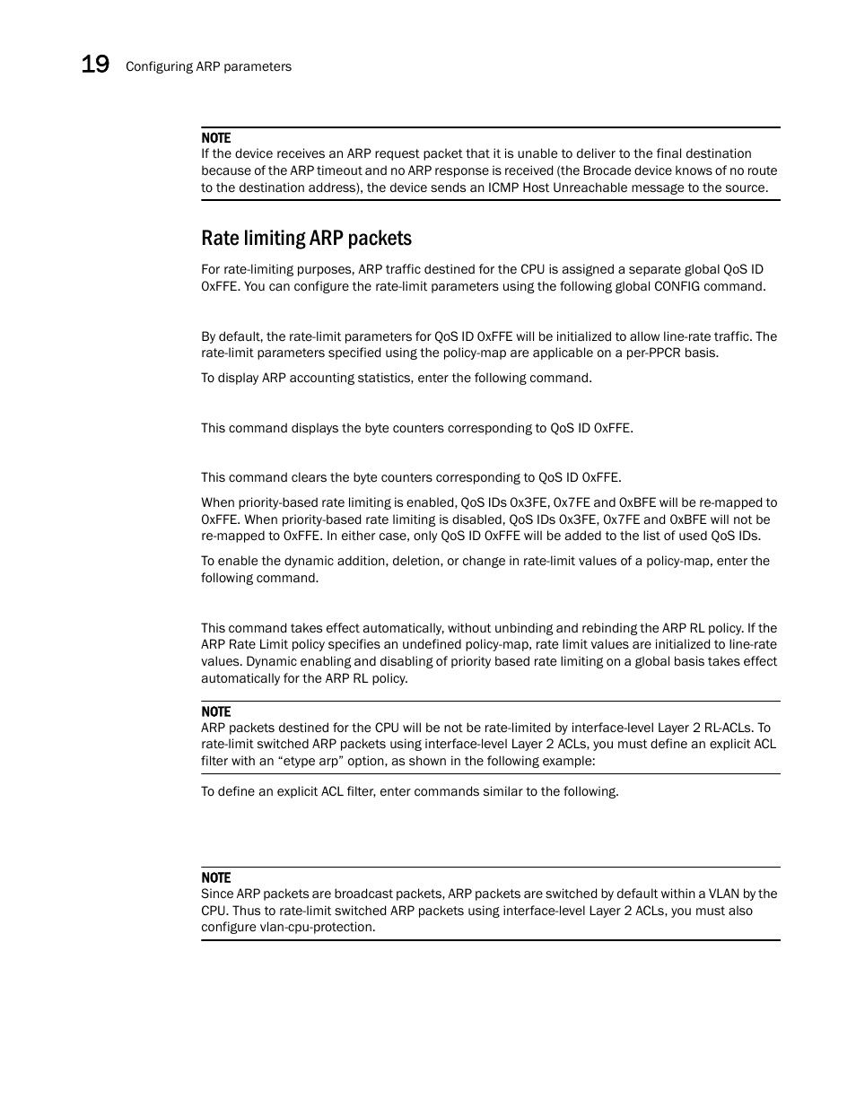 Rate limiting arp packets | Brocade Multi-Service IronWare Switching Configuration Guide (Supporting R05.6.00) User Manual | Page 780 / 984