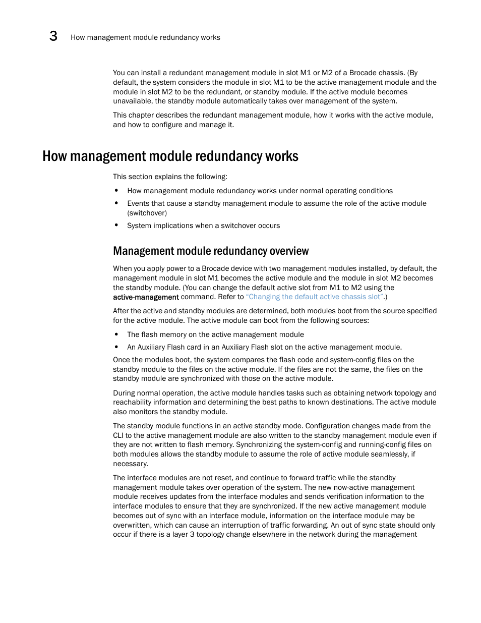 How management module redundancy works, Management module redundancy overview | Brocade Multi-Service IronWare Switching Configuration Guide (Supporting R05.6.00) User Manual | Page 80 / 984