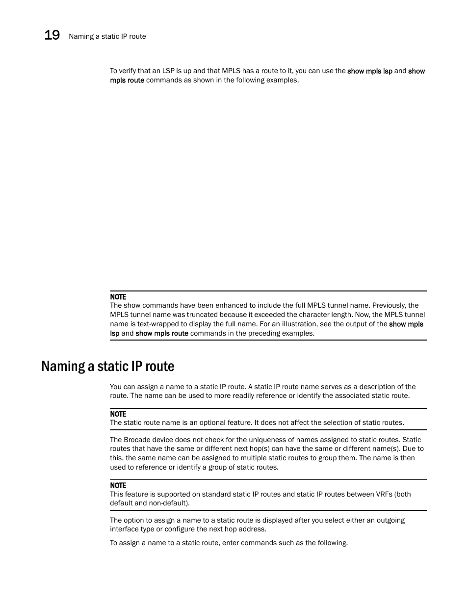 Naming a static ip route | Brocade Multi-Service IronWare Switching Configuration Guide (Supporting R05.6.00) User Manual | Page 828 / 984