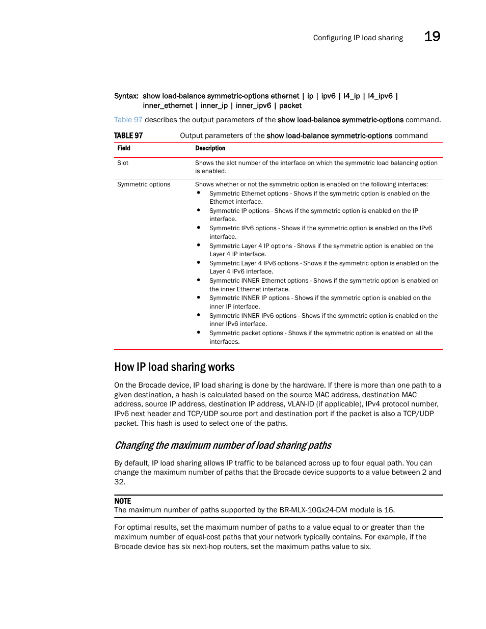 How ip load sharing works, Changing the maximum number of load sharing paths | Brocade Multi-Service IronWare Switching Configuration Guide (Supporting R05.6.00) User Manual | Page 845 / 984