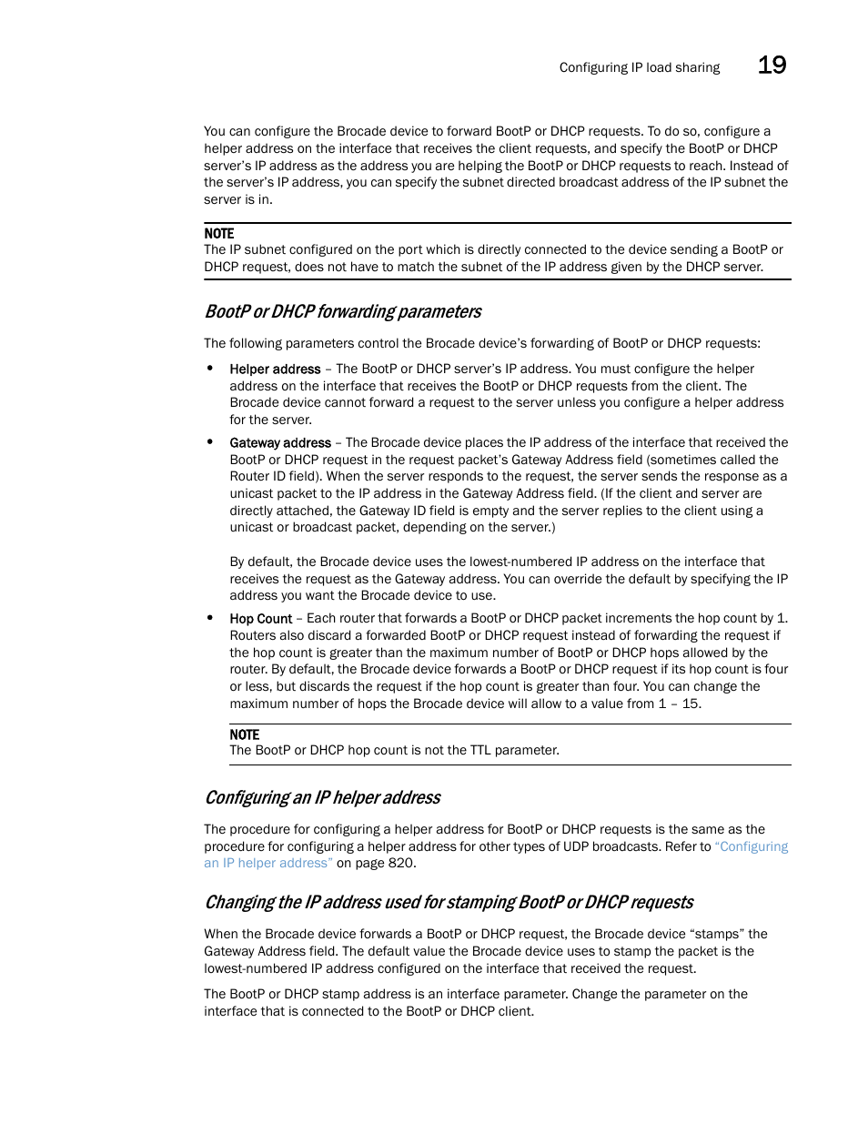 Configuring an ip helper address, Bootp or dhcp forwarding parameters | Brocade Multi-Service IronWare Switching Configuration Guide (Supporting R05.6.00) User Manual | Page 851 / 984