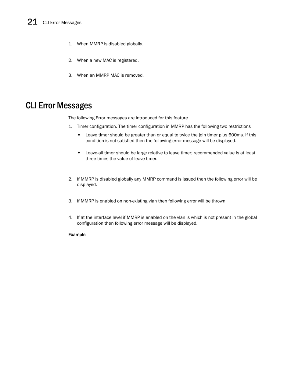 Cli error messages | Brocade Multi-Service IronWare Switching Configuration Guide (Supporting R05.6.00) User Manual | Page 906 / 984