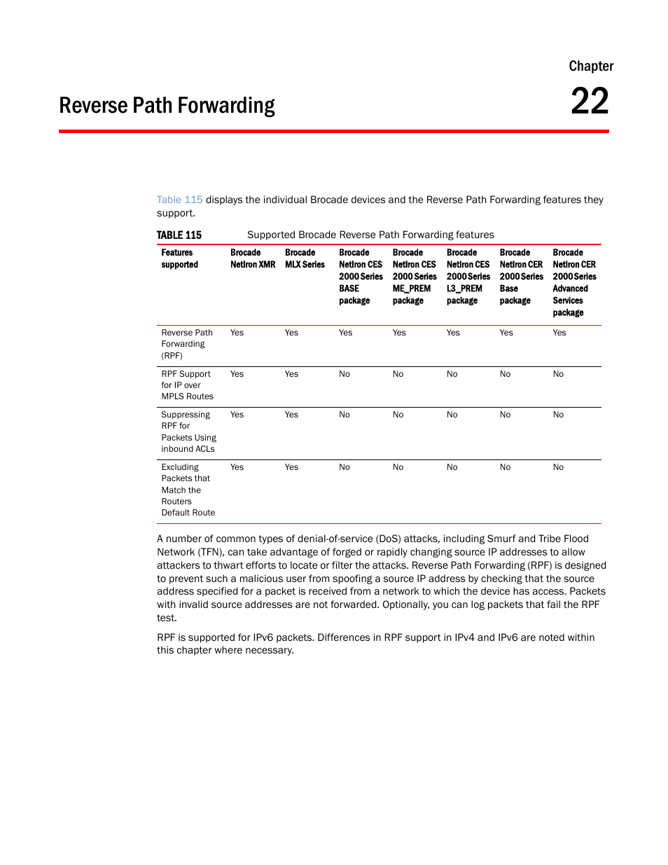 Reverse path forwarding, Chapter 22, Chapter | Brocade Multi-Service IronWare Switching Configuration Guide (Supporting R05.6.00) User Manual | Page 907 / 984