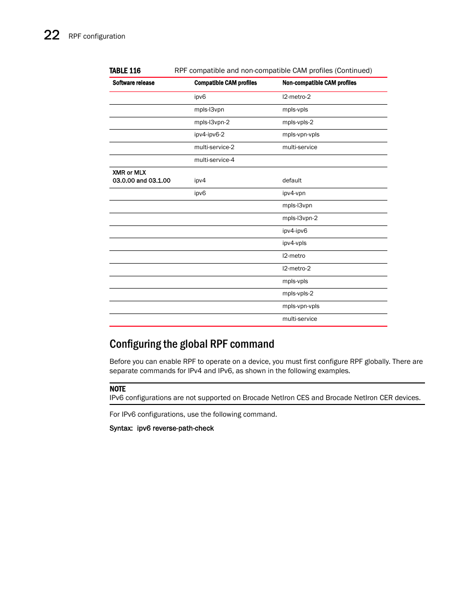 Configuring the global rpf command | Brocade Multi-Service IronWare Switching Configuration Guide (Supporting R05.6.00) User Manual | Page 910 / 984