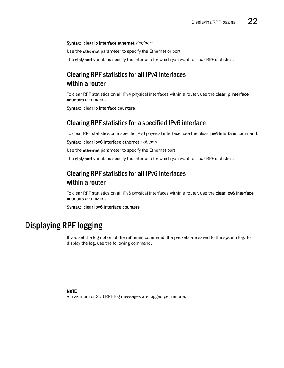 Displaying rpf logging | Brocade Multi-Service IronWare Switching Configuration Guide (Supporting R05.6.00) User Manual | Page 915 / 984