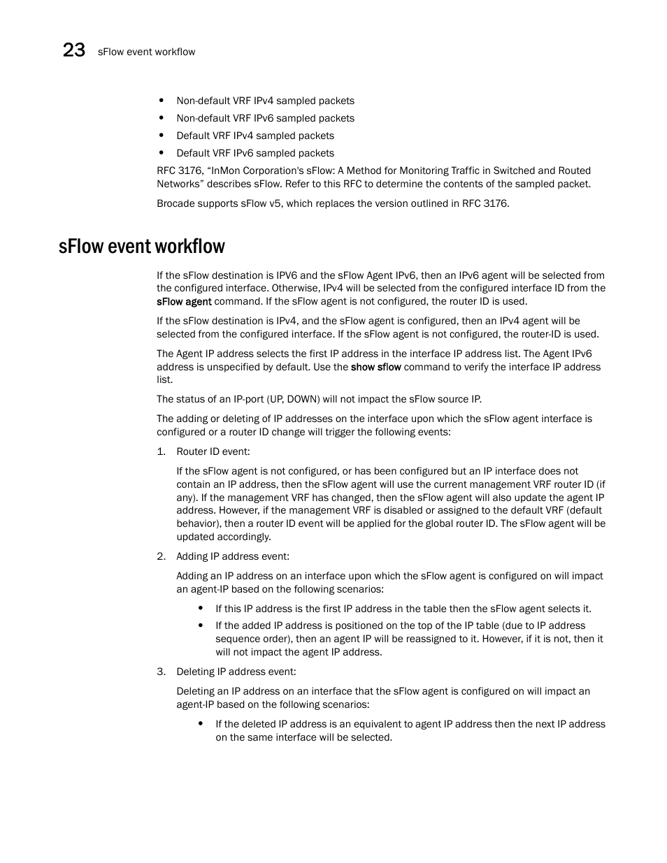 Sflow event workflow | Brocade Multi-Service IronWare Switching Configuration Guide (Supporting R05.6.00) User Manual | Page 918 / 984