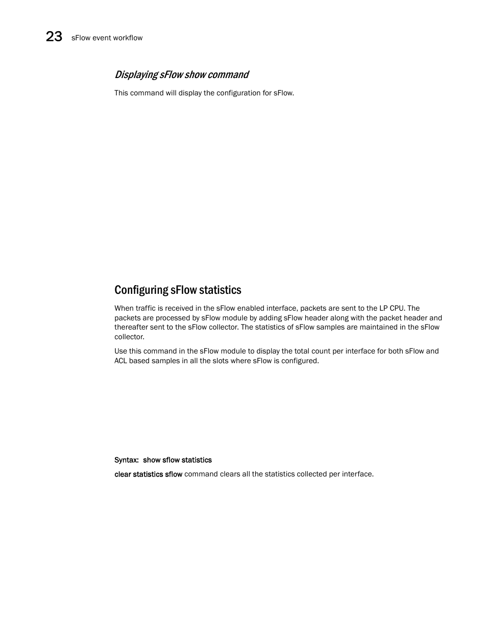 Configuring sflow statistics, Displaying sflow show command | Brocade Multi-Service IronWare Switching Configuration Guide (Supporting R05.6.00) User Manual | Page 922 / 984