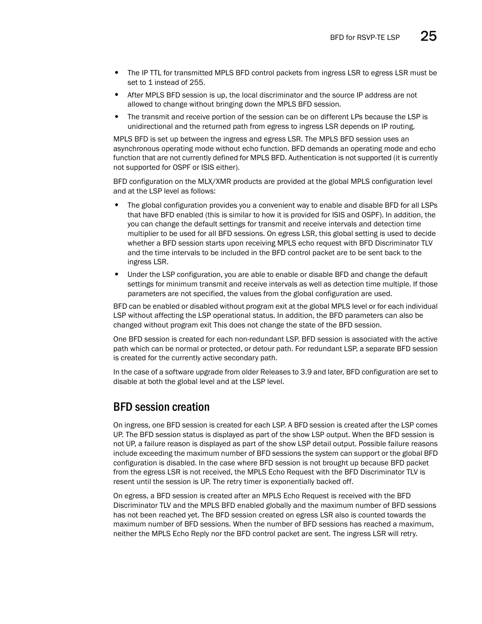 Bfd session creation | Brocade Multi-Service IronWare Switching Configuration Guide (Supporting R05.6.00) User Manual | Page 963 / 984