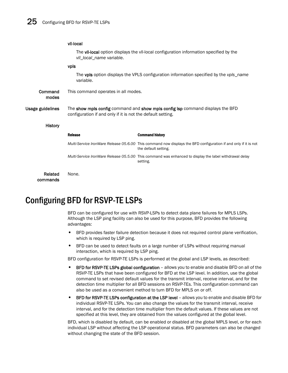 Configuring bfd for rsvp-te lsps | Brocade Multi-Service IronWare Switching Configuration Guide (Supporting R05.6.00) User Manual | Page 976 / 984