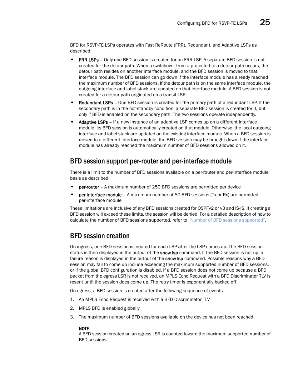 Bfd session creation | Brocade Multi-Service IronWare Switching Configuration Guide (Supporting R05.6.00) User Manual | Page 977 / 984