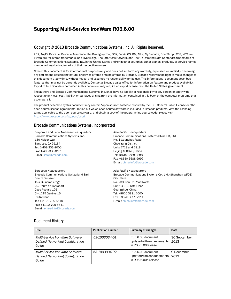 Brocade Multi-Service IronWare Software Defined Networking (SDN) Configuration Guide (Supporting R05.6.00) User Manual | Page 2 / 44