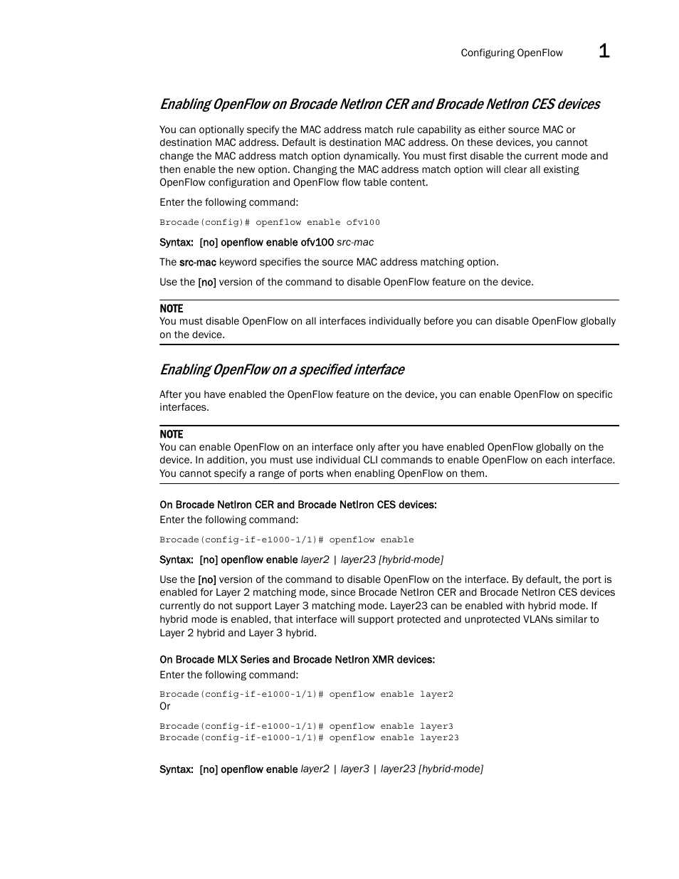 Enabling openflow on a specified interface | Brocade Multi-Service IronWare Software Defined Networking (SDN) Configuration Guide (Supporting R05.6.00) User Manual | Page 27 / 44