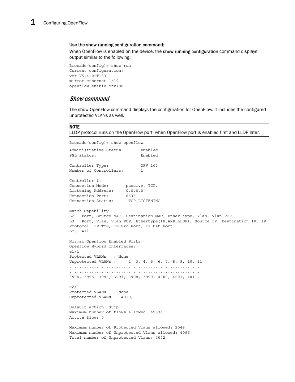Show command | Brocade Multi-Service IronWare Software Defined Networking (SDN) Configuration Guide (Supporting R05.6.00) User Manual | Page 32 / 44